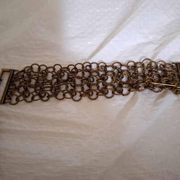 A Vintage Chainmail Bracelet Cuff Steampunk Grunge Industrial Heavy Metal - Picture 6 of 8